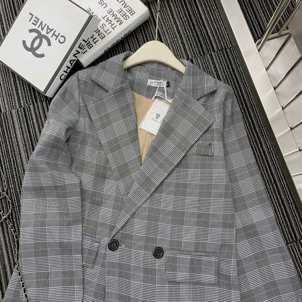 Áo Blazer Nữ Kẻ Sọc Caro 2 Cúc Dài Tay, Hàng 2 Lớp Áo Khoác Nữ Dệt Lót Lớp Gió