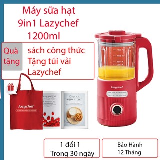 Máy xay nấu đa năng 9in1 lazychef 1200ml, máy xay sữa hạt, nồi hầm cháo chậm, bình nấu trà kết hợp làm sữa hạt lazychef
