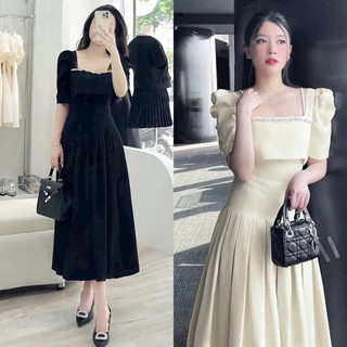 Đầm đi tiệc xếp ly phối dây đá cao cấp Tiisco Dress