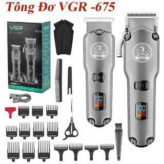 💥Combo xịn💥Tông đơ cắt tóc VGR-675 trang bị tông cắt - tông chấn viền full box