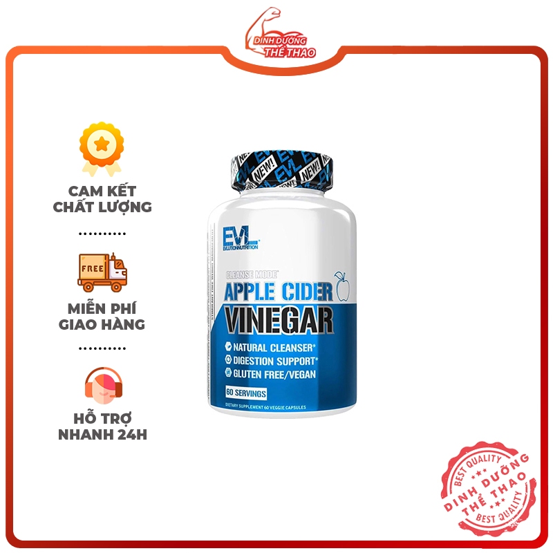 EVL APPLE CIDER VINEGAR 60 VIÊN-CHÍNH HÃNG- Giấm Táo Hỗ Trợ Tiêu Hóa, Kiểm Soát Cân Nặng 60 Viên