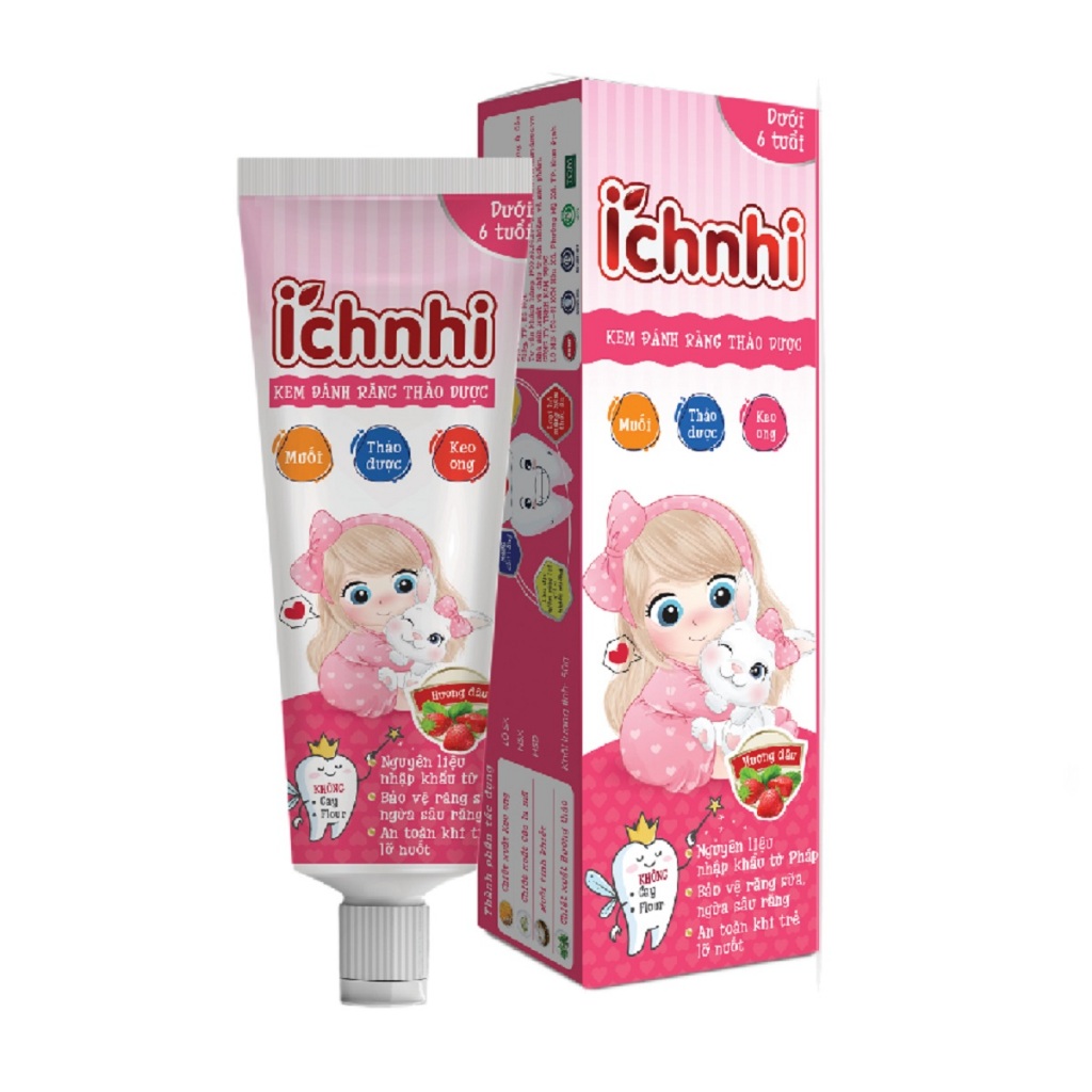 Kem đánh răng thảo dược Ích Nhi tuýp 50g cho bé dưới 6 tuổi bảo vệ răng sữa, ngừa sâu răng cho bé