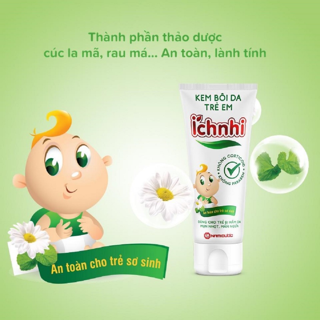 Kem bôi da trẻ em Ích Nhi 20g giúp giảm mẩn ngứa, sưng đỏ, hăm tã, mụn nhọt, rôm sẩy