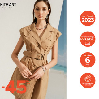 Đầm A Thiết Kế Nữ WHITE ANT Vivien Dress Vai Rộng Kèm Đai Eo, Chất Vải Cotton Mềm Mịn 120402001.200