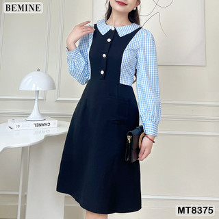 Đầm công sở tay dài đính nút BEMINE MT8375