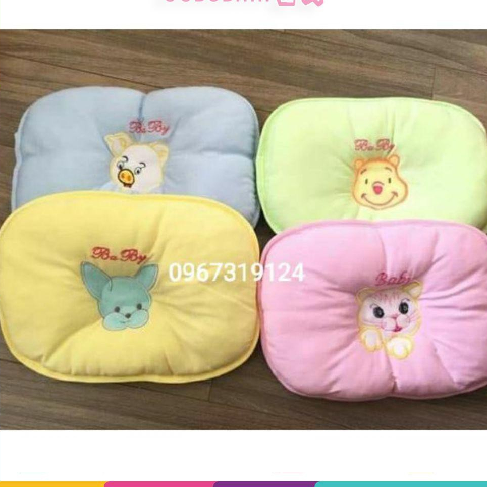 Gối Lõm sơ sinh cho bé Chống Méo đầu vải Bông mềm