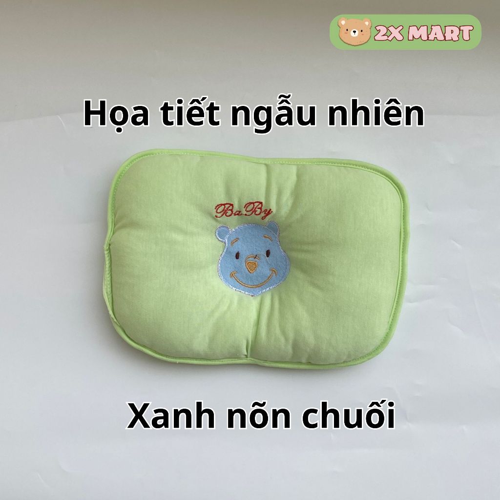 Gối Lõm sơ sinh cho bé Chống Méo đầu vải Bông mềm
