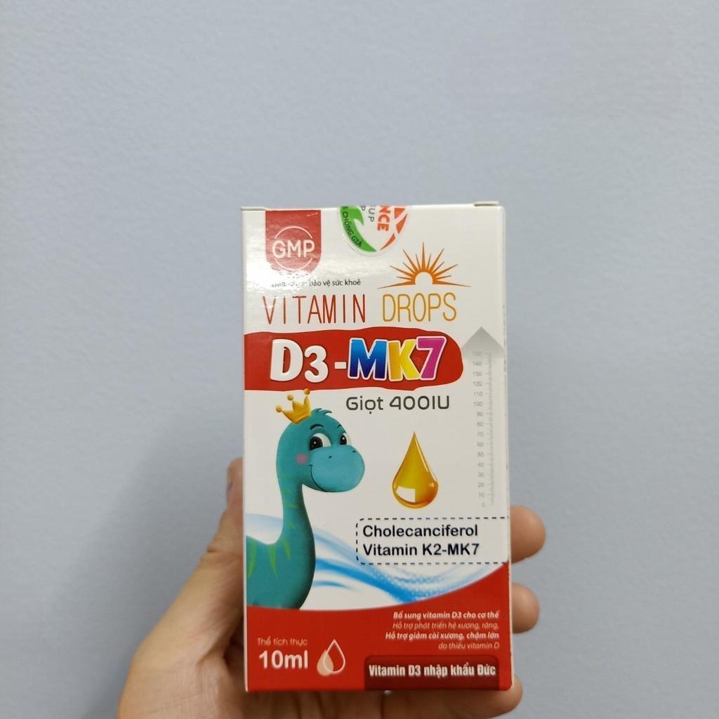 Vitamin Drops D3 - Mk7 giúp hấp thụ canxi hiệu quả, giúp xương và răng chắc khỏe hộp 10ml - Green Pharma