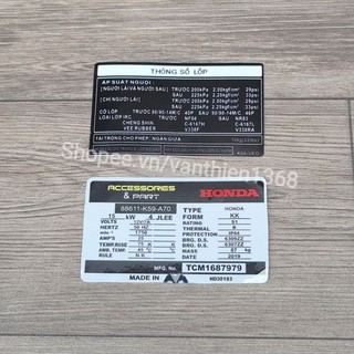 Tem Thông Số Dán Nắp Dè AB VARIO