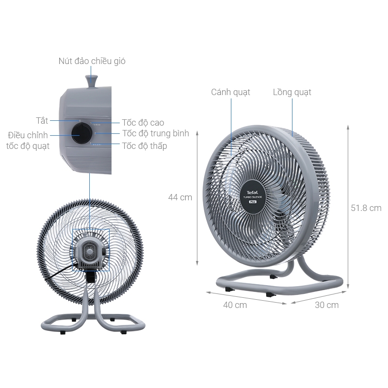 Quạt sàn Tefal 6 cánh VH686790 80W - Hàng chính hãng