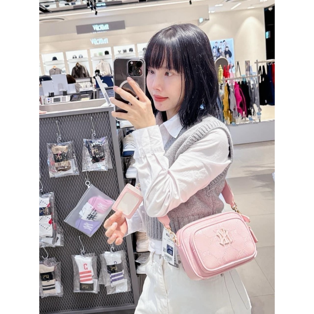 Túi đeo chéo MLB chữ NY dáng vuông dây đeo bản to hot-trend chính hãng sale