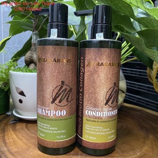Combo gội xả biotin collagen keratin shampoo masaroni 500ml x2