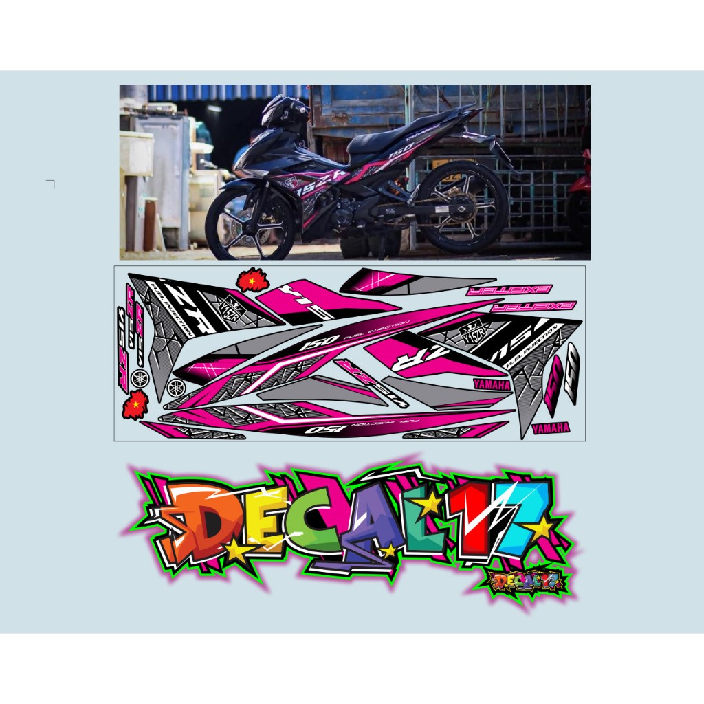 TEM XE EXCITER 150 CHẾ Y15ZR MÀU HỒNG ĐEN XÊ ĐEN 