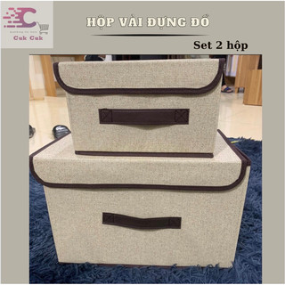 Hộp đựng đồ bằng vải, combo 2 hộp to nhỏ