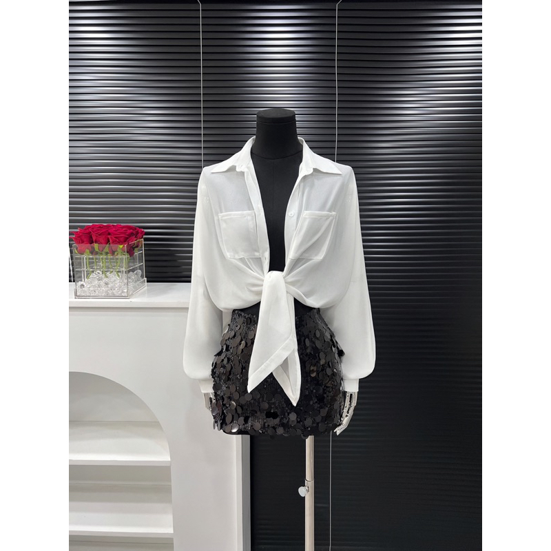 👚 SET ÁO SƠMI FORM RỘNG + CHÂN VÁY KIM SA