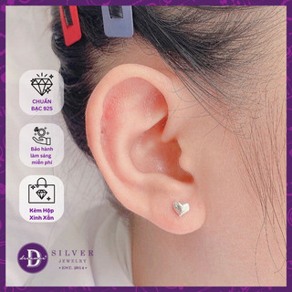 Bông tai nữ bạc 925 bông tai trái tim nhỏ trơn