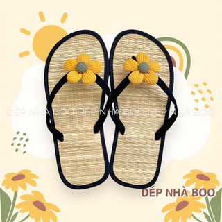[SIZE MẸ&BÉ] DÉP CHIẾU HOA VÀNG VINTAGE mang trong nhà,văn phòng,đi chơi - ẢNH THẬT