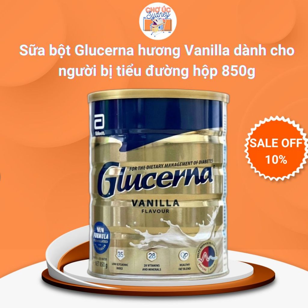 Sữa dành cho người tiểu đường vị vani Úc Glucerna Triple Care Vanilla 850g kiểm soát, cân bằng đướng huyết, tốt cho tim