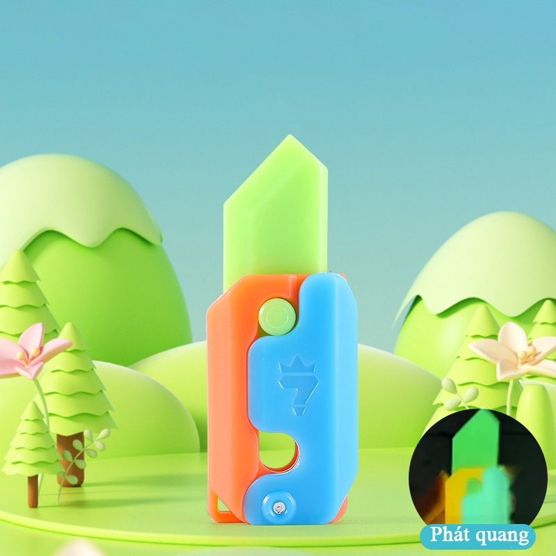 Dao vô tri 3D gấp gọn hình cà rốt phát sáng, đồ chơi giải tỏa căng thẳng stress