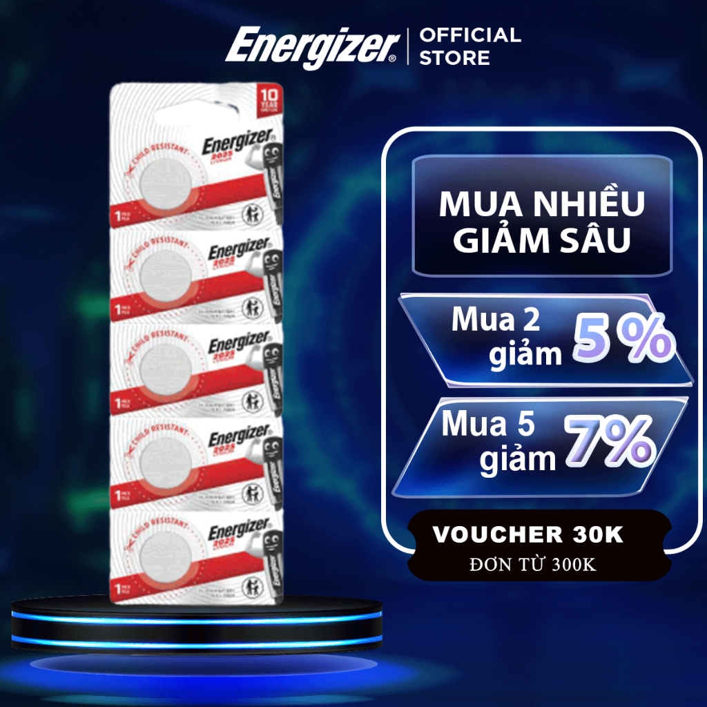 PIN ENERGIZER Lithium CR2025 TS1x5 - Vỉ 5 viên - Hàng chính hãng
