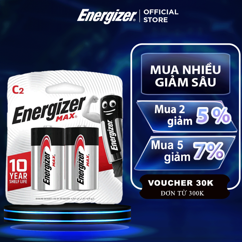 Pin C Energizer max E93 BP2 - Hàng chính hãng