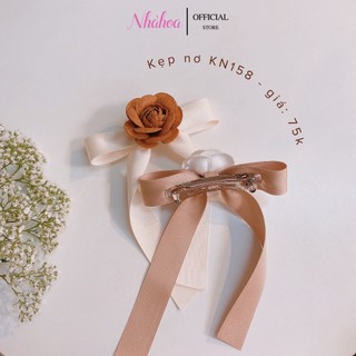 [ Hàng Thiết Kế ] Kẹp Nơ Hoa Trà Tiểu Thư