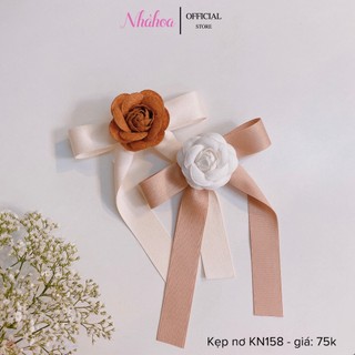 [ Hàng Thiết Kế ] Kẹp Nơ Hoa Trà Tiểu Thư