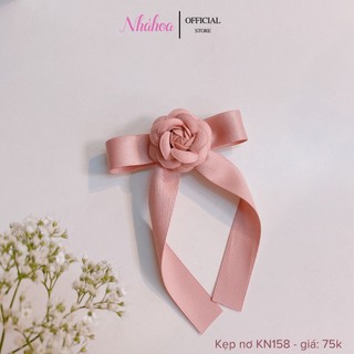 [ Hàng Thiết Kế ] Kẹp Nơ Hoa Trà Tiểu Thư