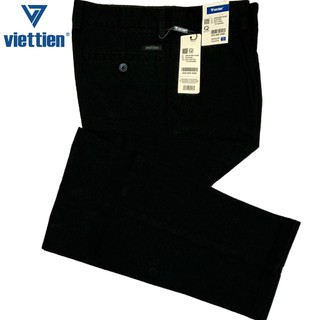 Quần kaki việt tiến màu đen có ly 6R6333 phom Regular dáng rộng