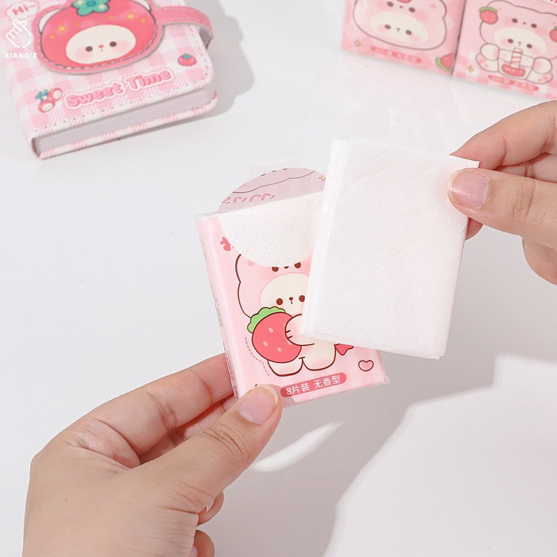 Khăn Giấy Khô Mini Bỏ Túi Balo Tiện Lợi Hình Gấu Thỏ Cún Lotso Vịt 3 lớp mềm mịn
