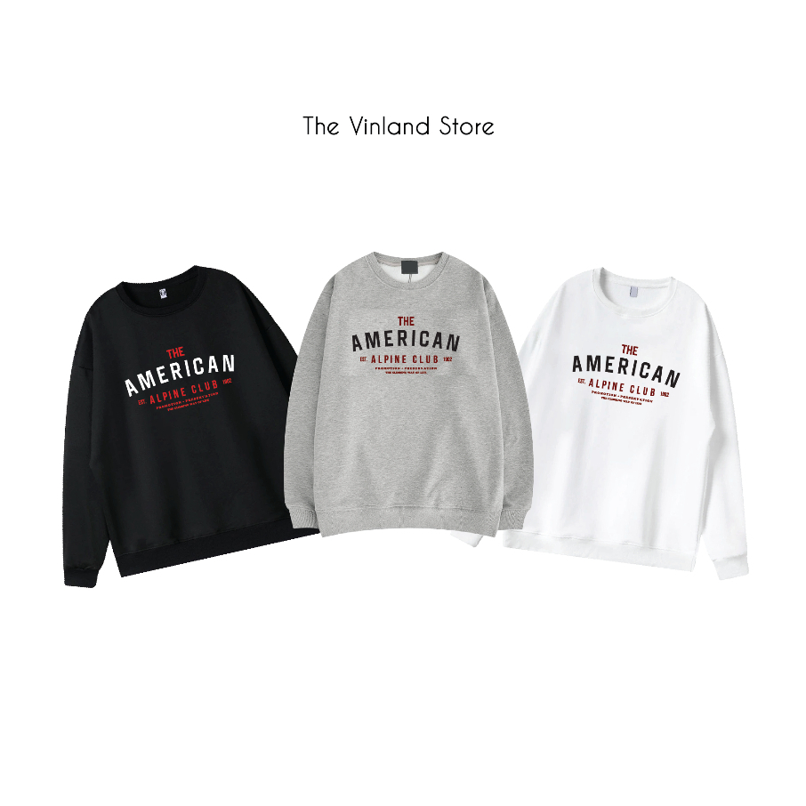 Áo sweater in America , chất nỉ bông dày mịn, May chuẩn brand, áo nỉ nam nữ dáng unisex