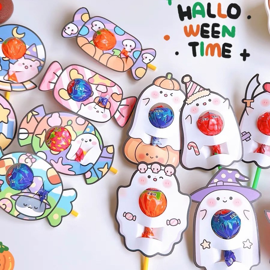 Set Thẻ Giấy Gắn Kẹo Mút Quà Tặng Sinh Nhật Giáng Sinh Dễ Thương