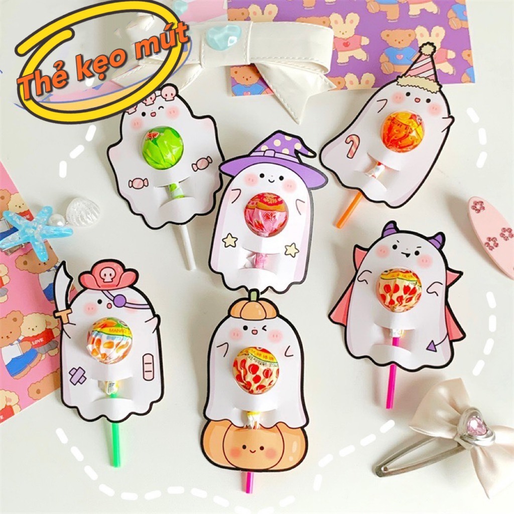 Set Thẻ Giấy Gắn Kẹo Mút Quà Tặng Sinh Nhật Giáng Sinh Dễ Thương