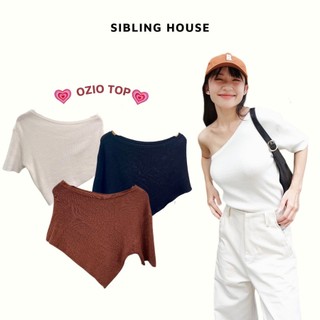 Áo len nữ form croptop điểm nhấn chéo tà thiết kế 1 bên vai lệch Ozio Top - Sibling House
