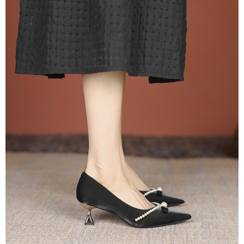 Giày cao gót đẹp thiết kế mới 2024 giày cưới cho nữ hàng quảng châu