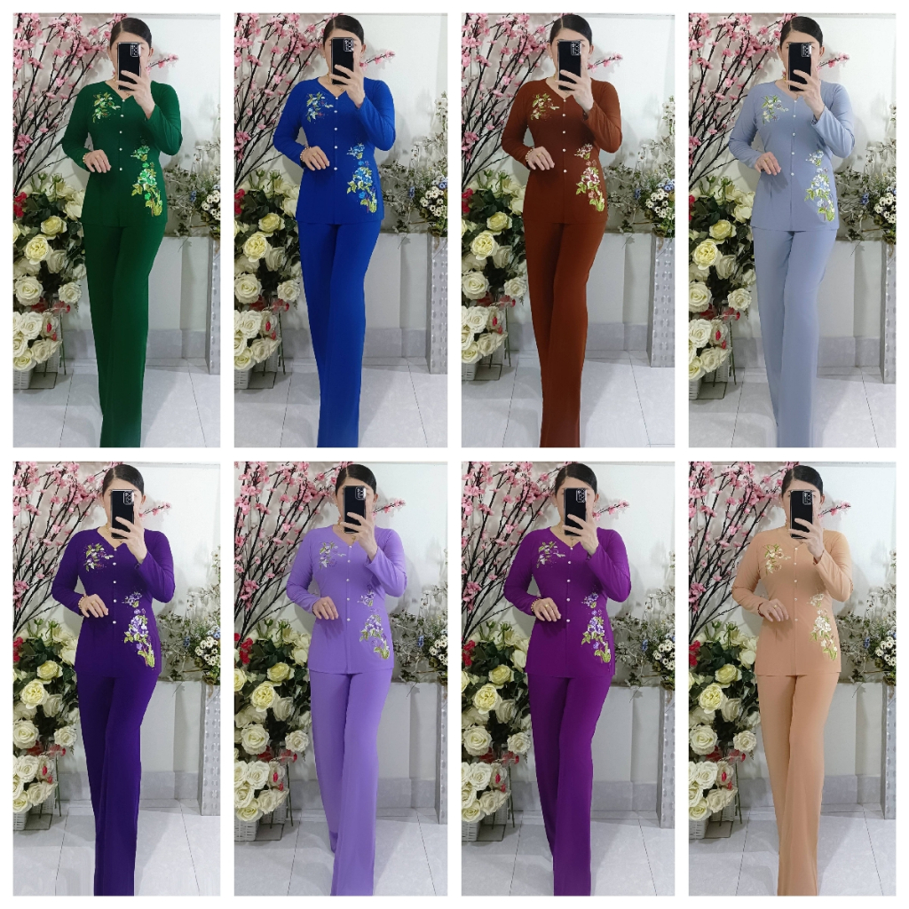 Bộ Bà Ba Thêu Cúc Ống Rộng