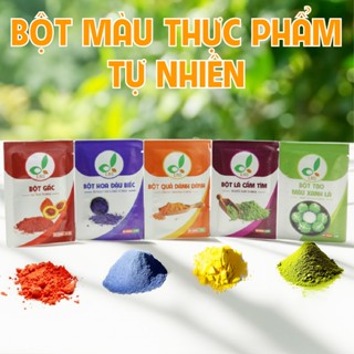 LAS Bột màu thực phẩm tự nhiên, lá cẩm, hoa đậu biếc, gấc, dành dành gói túi lọc