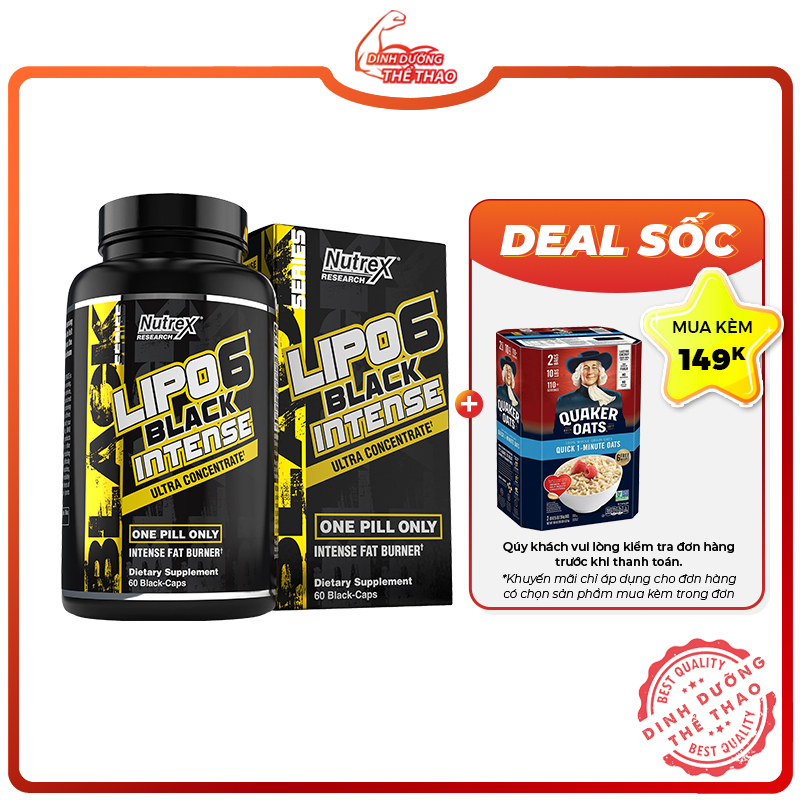 NUTREX LIPO 6 BLACK INTENSE 60 VIÊN | hỗ trợ đốt mỡ mạnh mẽ