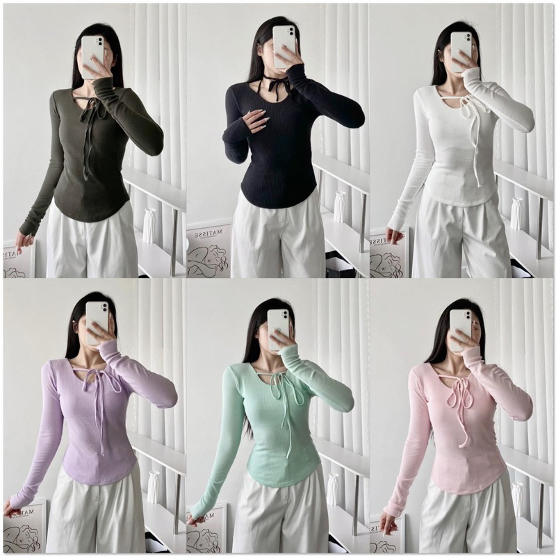 Áo body tay dài thắt nơ - The classics