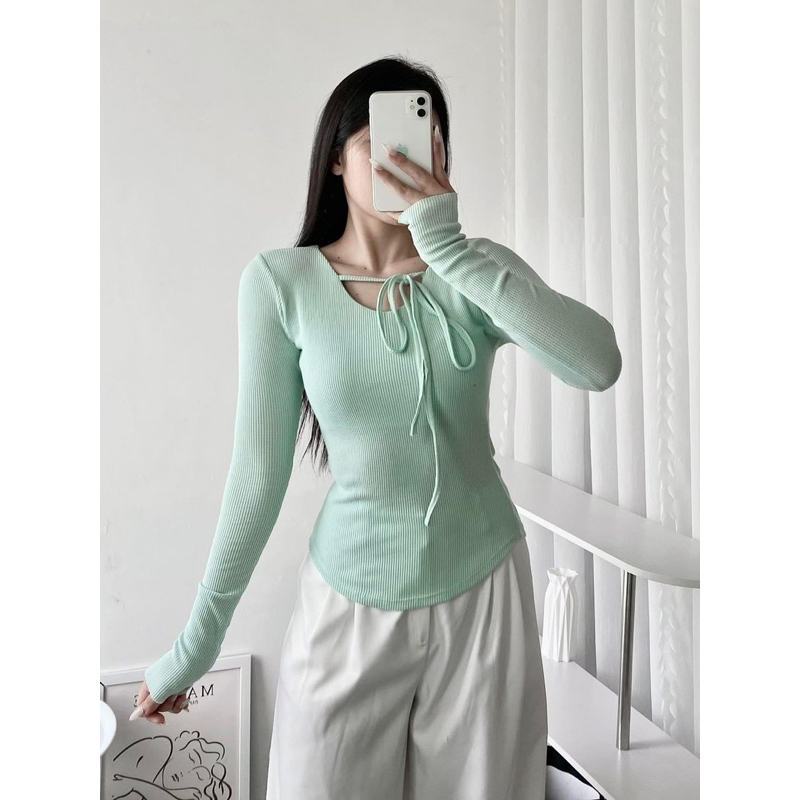 Áo body tay dài thắt nơ - The classics