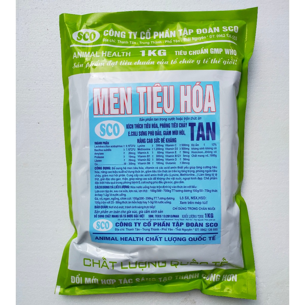 1kg Men tiêu hóa dùng kích thích tiêu hóa, phòng tiêu chảy E.coli sưng phù đầu, giảm mùi hôi, nâng cao sức đề kháng