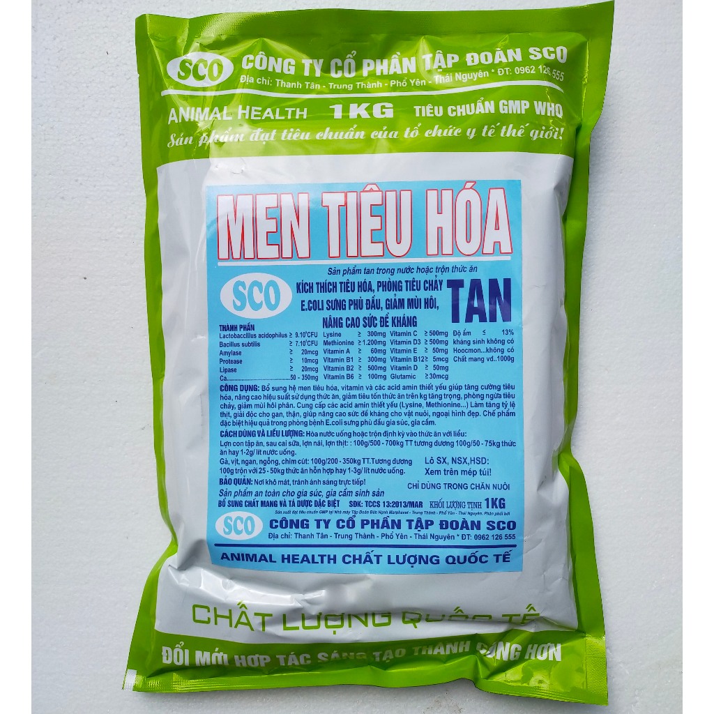 1 gói Men tiêu hóa 100g dùng kích thích tiêu hóa, phòng tiêu chảy, giảm mùi hôi, nâng cao sức đề kháng.