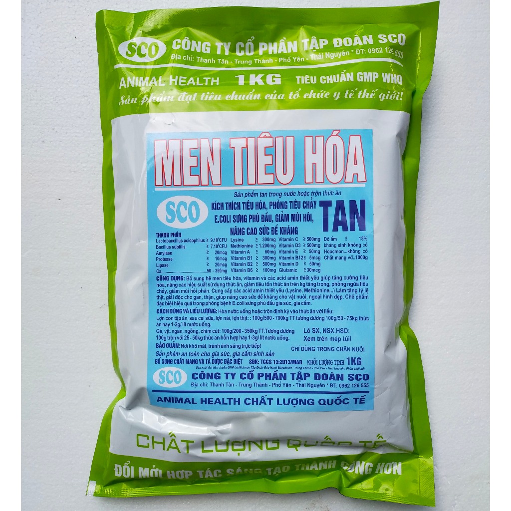 1 gói Men tiêu hóa 100g dùng kích thích tiêu hóa, phòng tiêu chảy, giảm mùi hôi, nâng cao sức đề kháng.