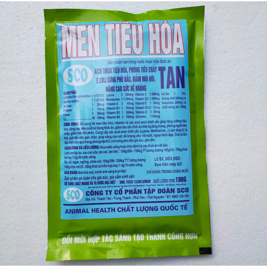 1 gói Men tiêu hóa 100g dùng kích thích tiêu hóa, phòng tiêu chảy, giảm mùi hôi, nâng cao sức đề kháng.