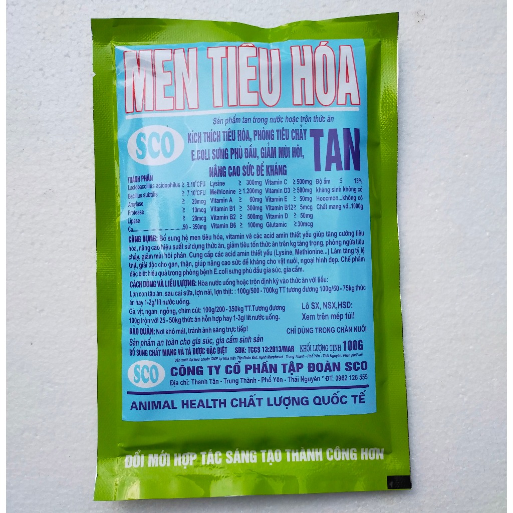 1 gói Men tiêu hóa 100g dùng kích thích tiêu hóa, phòng tiêu chảy, giảm mùi hôi, nâng cao sức đề kháng.