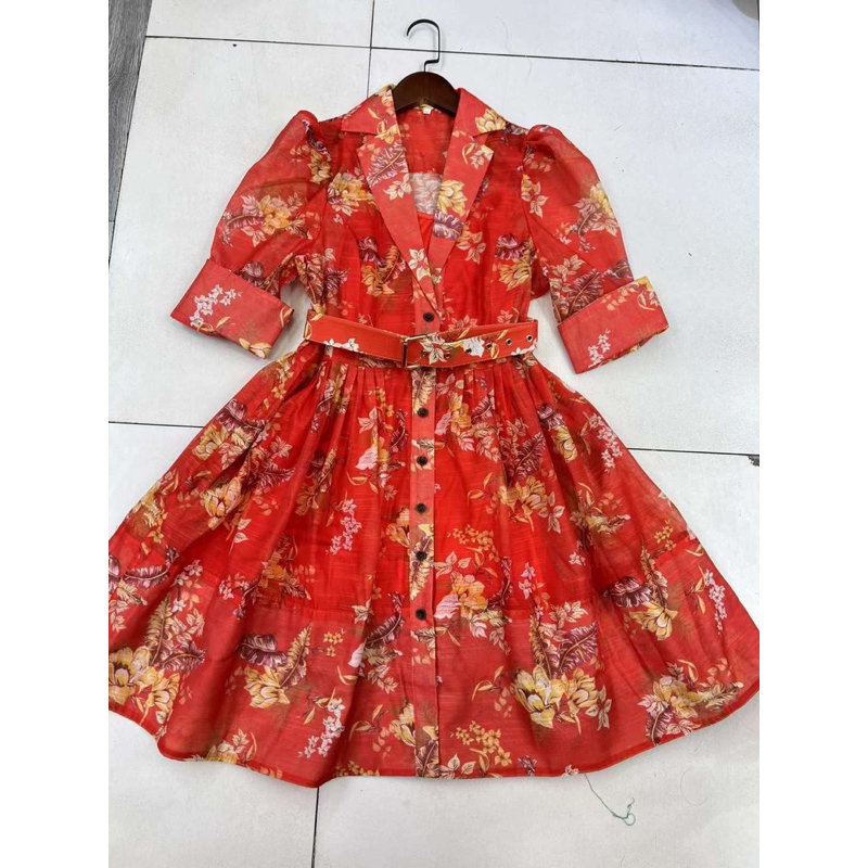 Váy hoa tơ kèm đai ZMM