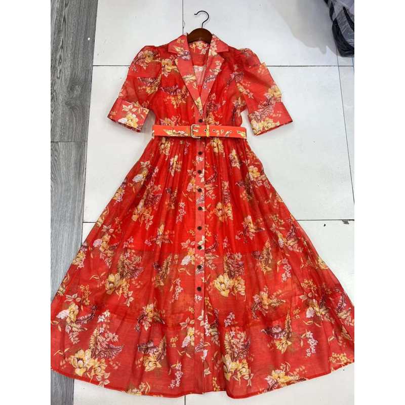 Váy hoa tơ kèm đai ZMM