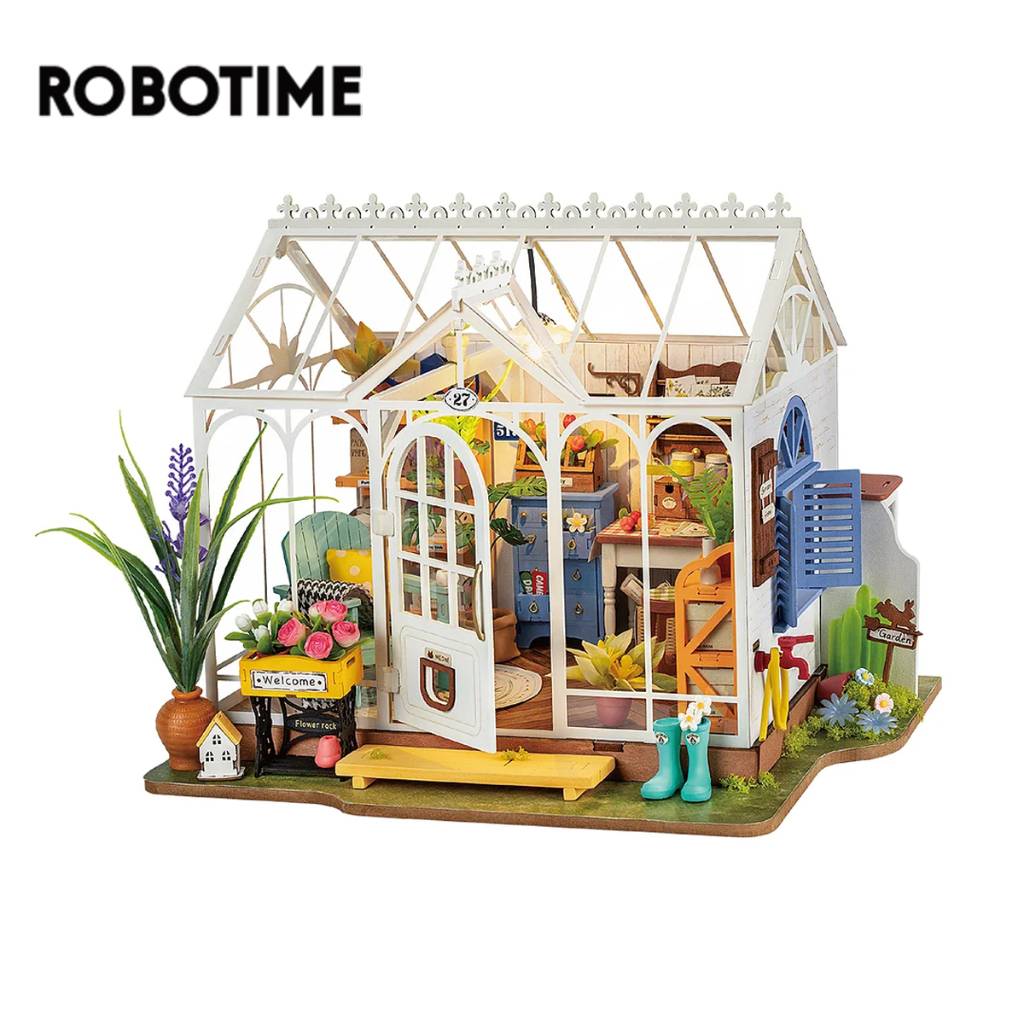 Robotime Nhà búp bê Rolife Dreamy Garden House DIY Miniature House Kit DG163 Bằng gỗ tự làm DIY