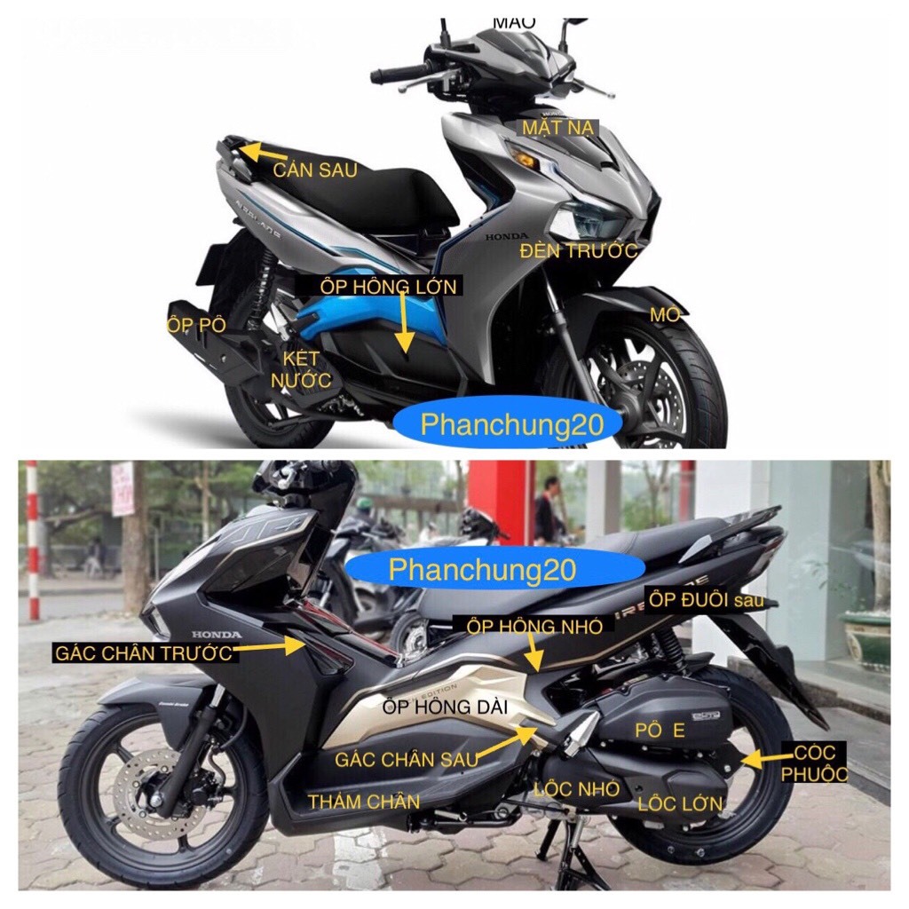 ỐP CHE PÔ  DÙNG CHO ĐỜI XE AB 2020 2021 - 125 150cc CACBON / CROM