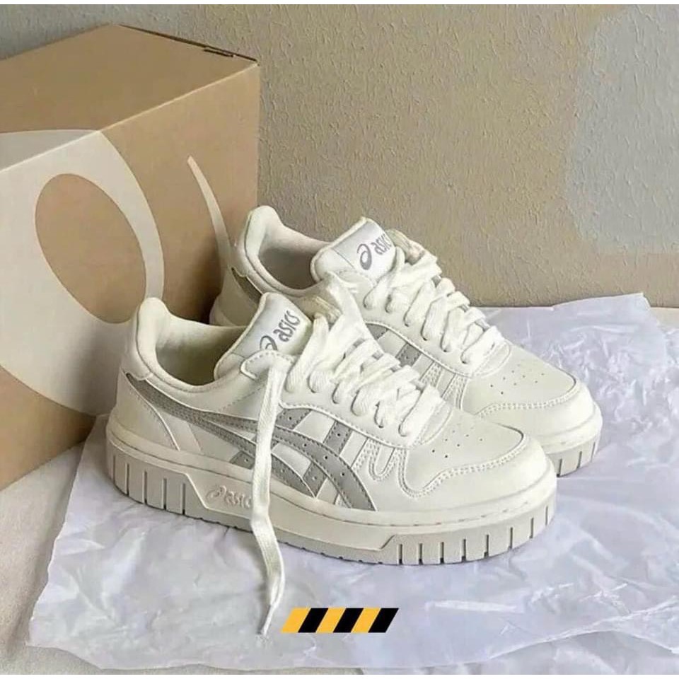 Giày Asics Court MZ Cream Black Gum Nam Nữ 36-43, giày Asics Court bản S.Cấp đế Gum full phụ kiện